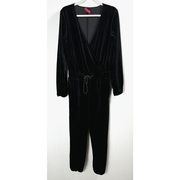 n:Philanthropy Black Velvet Holiday Party Old Money Glam Modern Goth Jumpsuit M - Picture 2 of 11